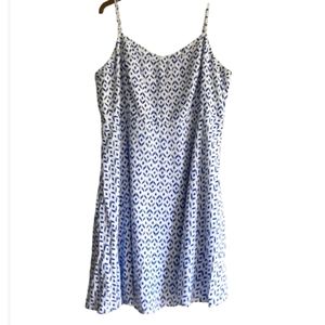 Women's Old Navy Plus Size Ikat Sun Dress Blue & White XXL